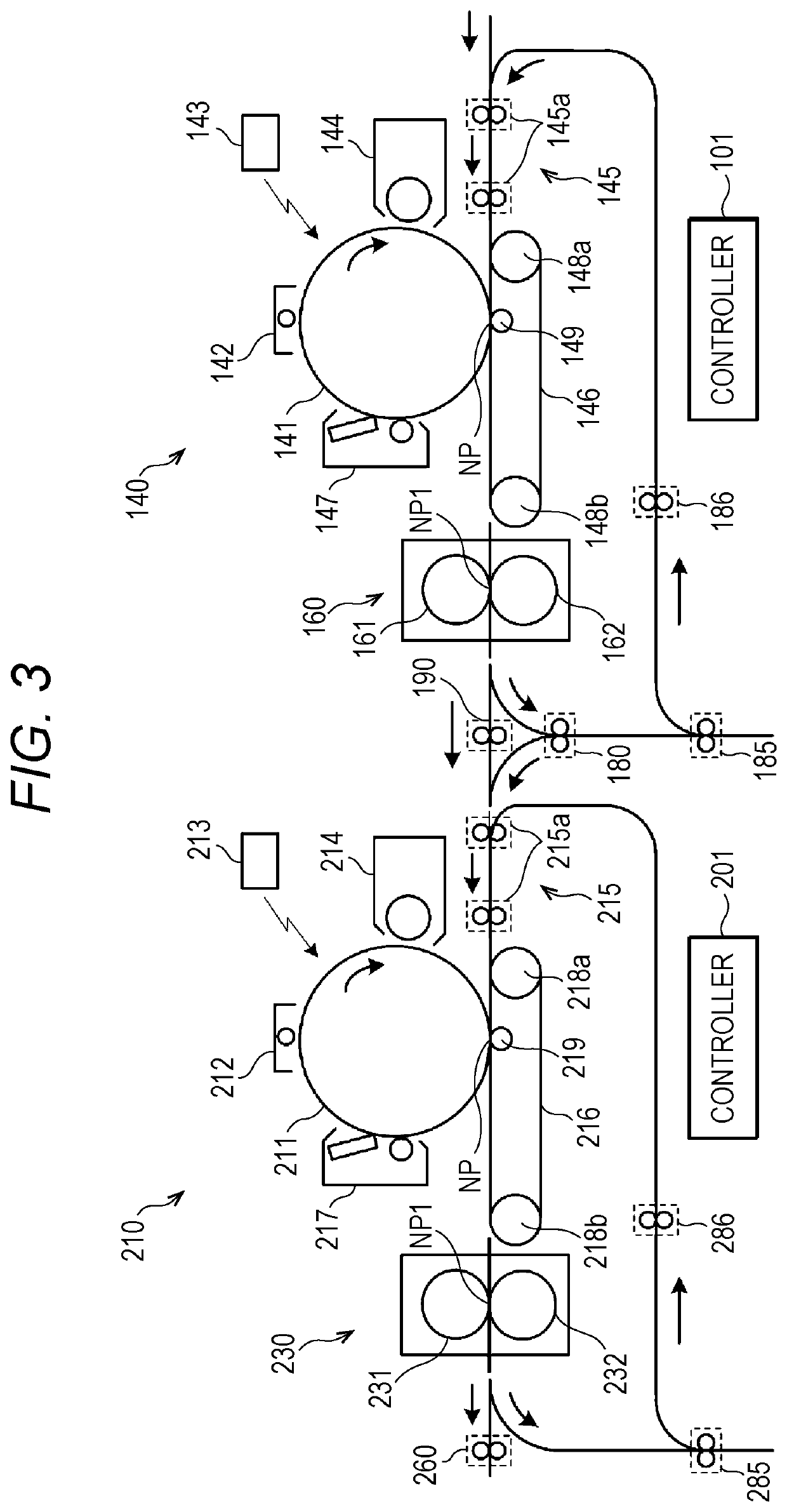 Image forming system, transport control method, and program