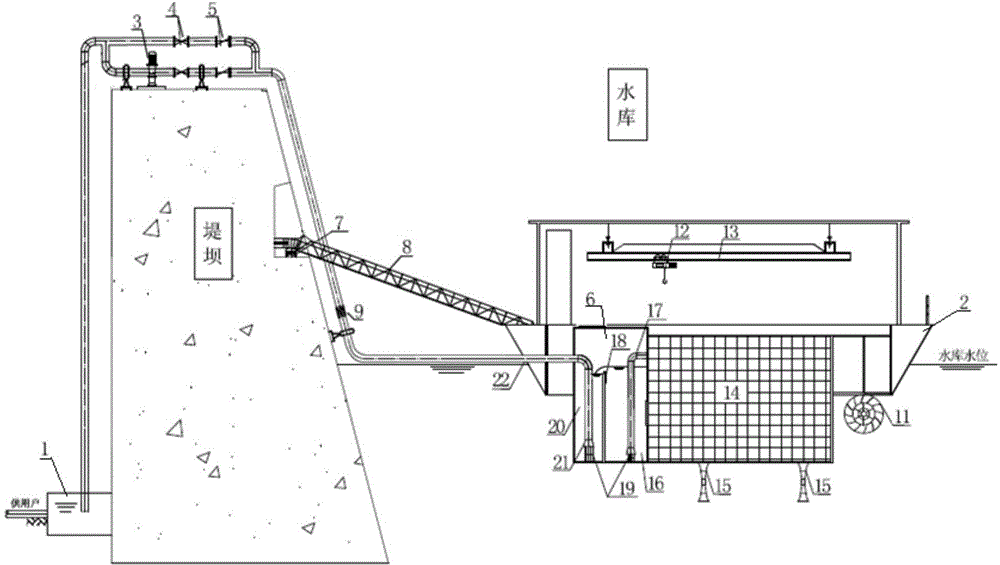 Rough filtration type floating pontoon water taking device