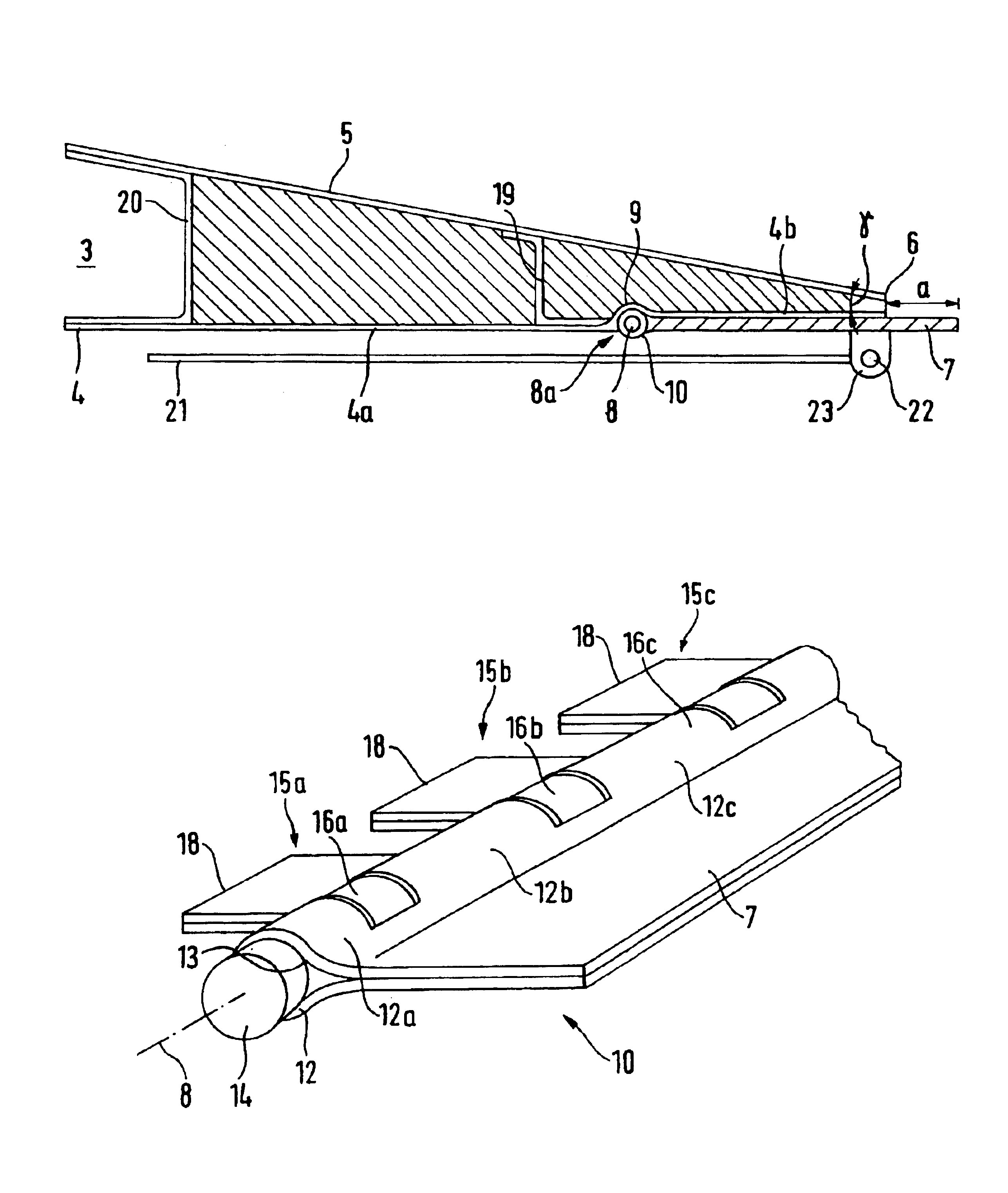 Aerodynamic profile with an adjustable flap