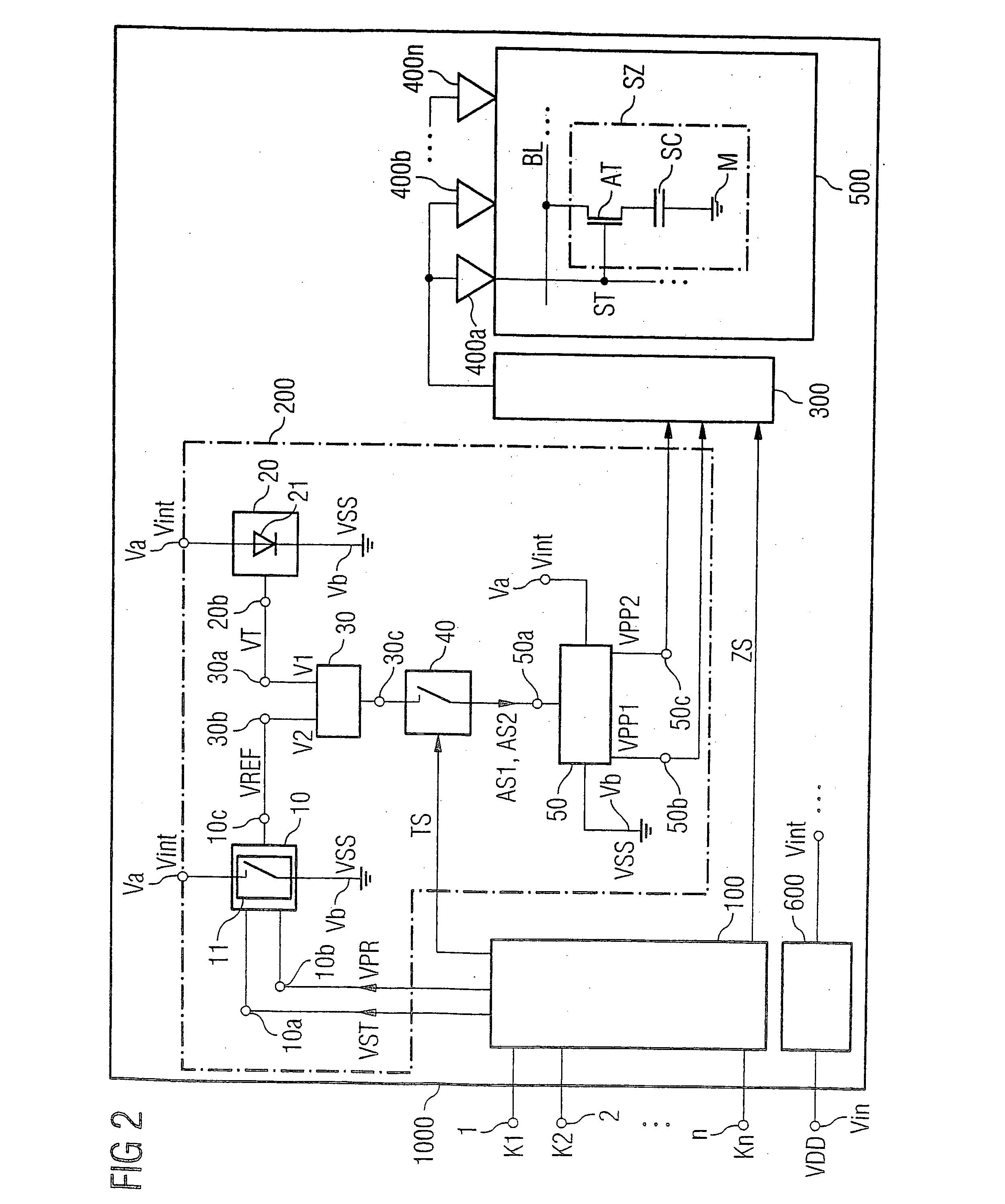 Integrated semiconductor memory with temperature-dependent voltage generation