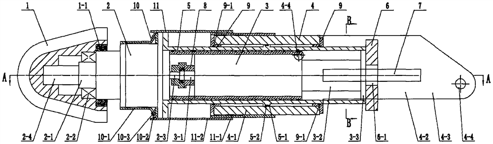 Telescopic cutting device and heading machine