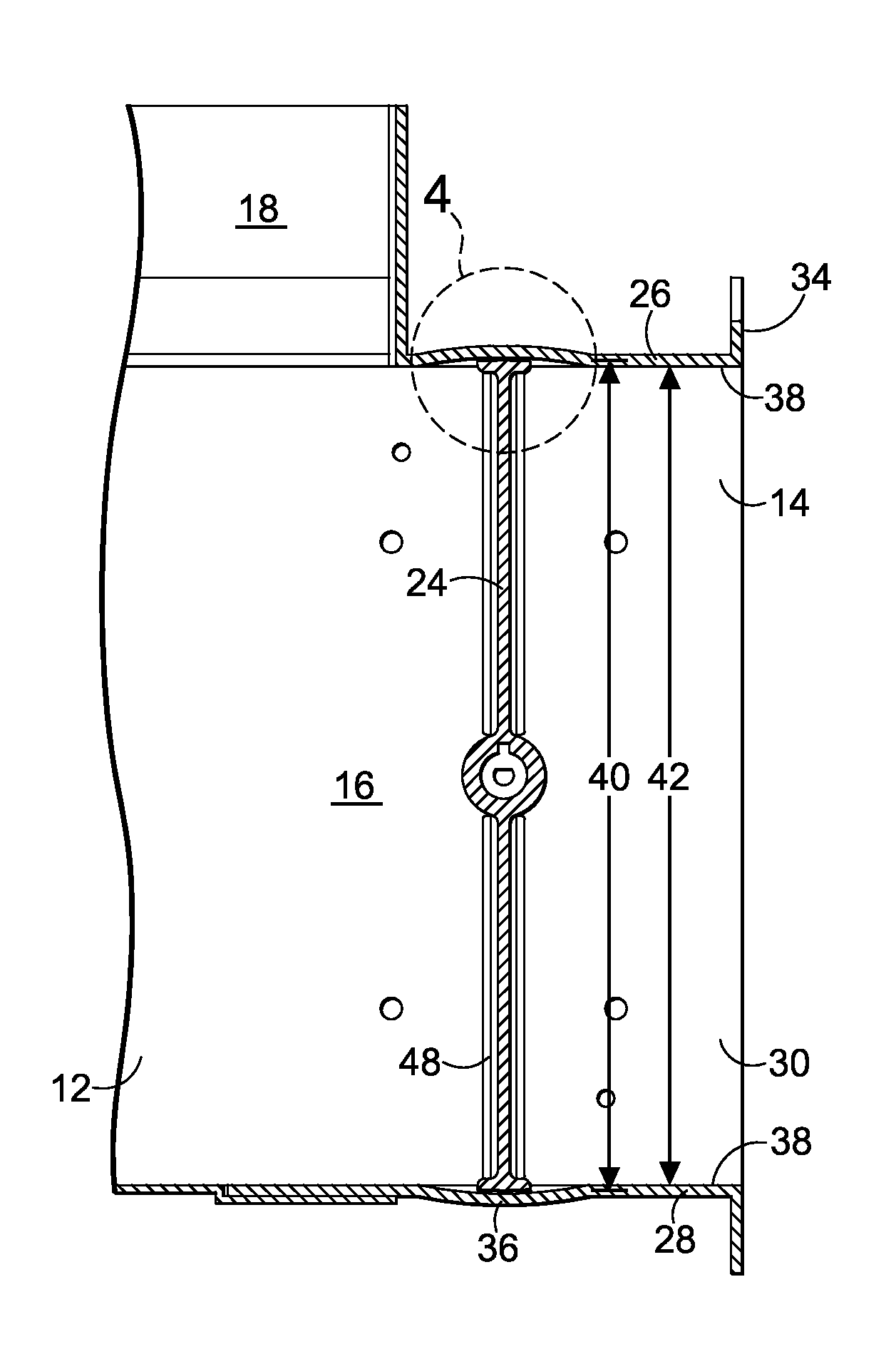 Damper vane and housing construction