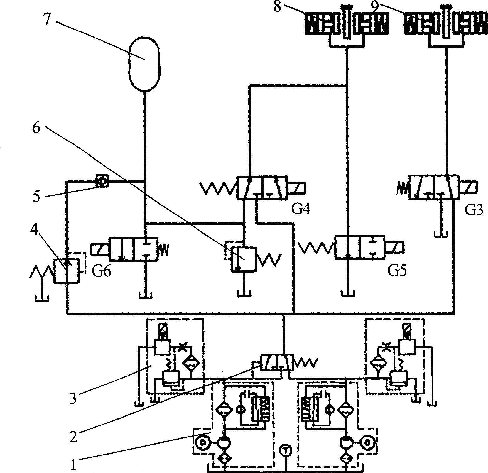 Double-stage braking hydraulic station with high-reliability scavenge oil and control method thereof