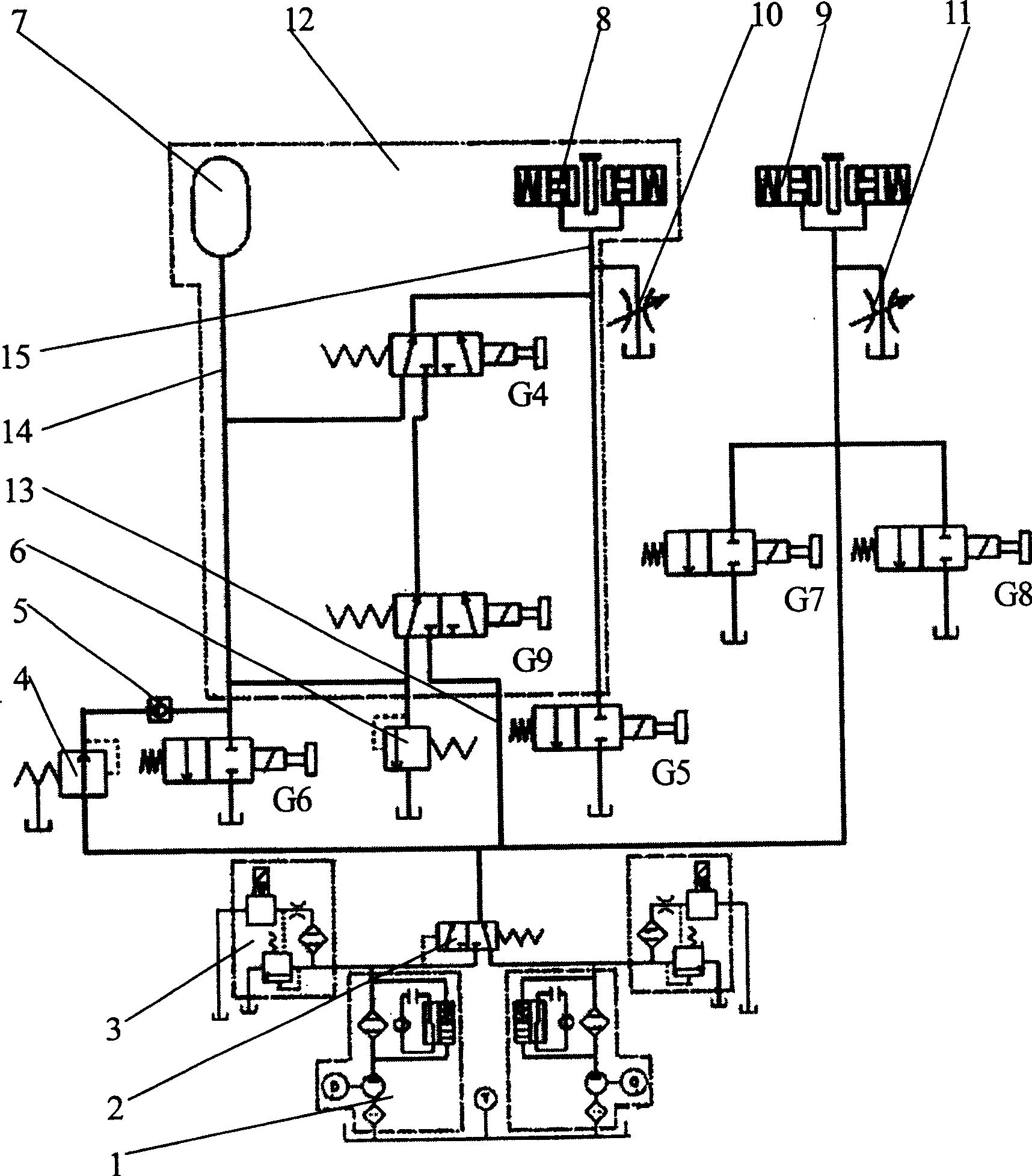 Double-stage braking hydraulic station with high-reliability scavenge oil and control method thereof