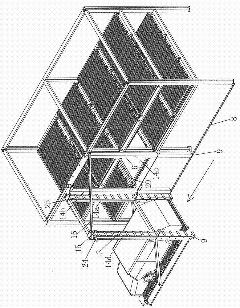 Multilayer receding-free stereo garage and car storing and taking method thereof