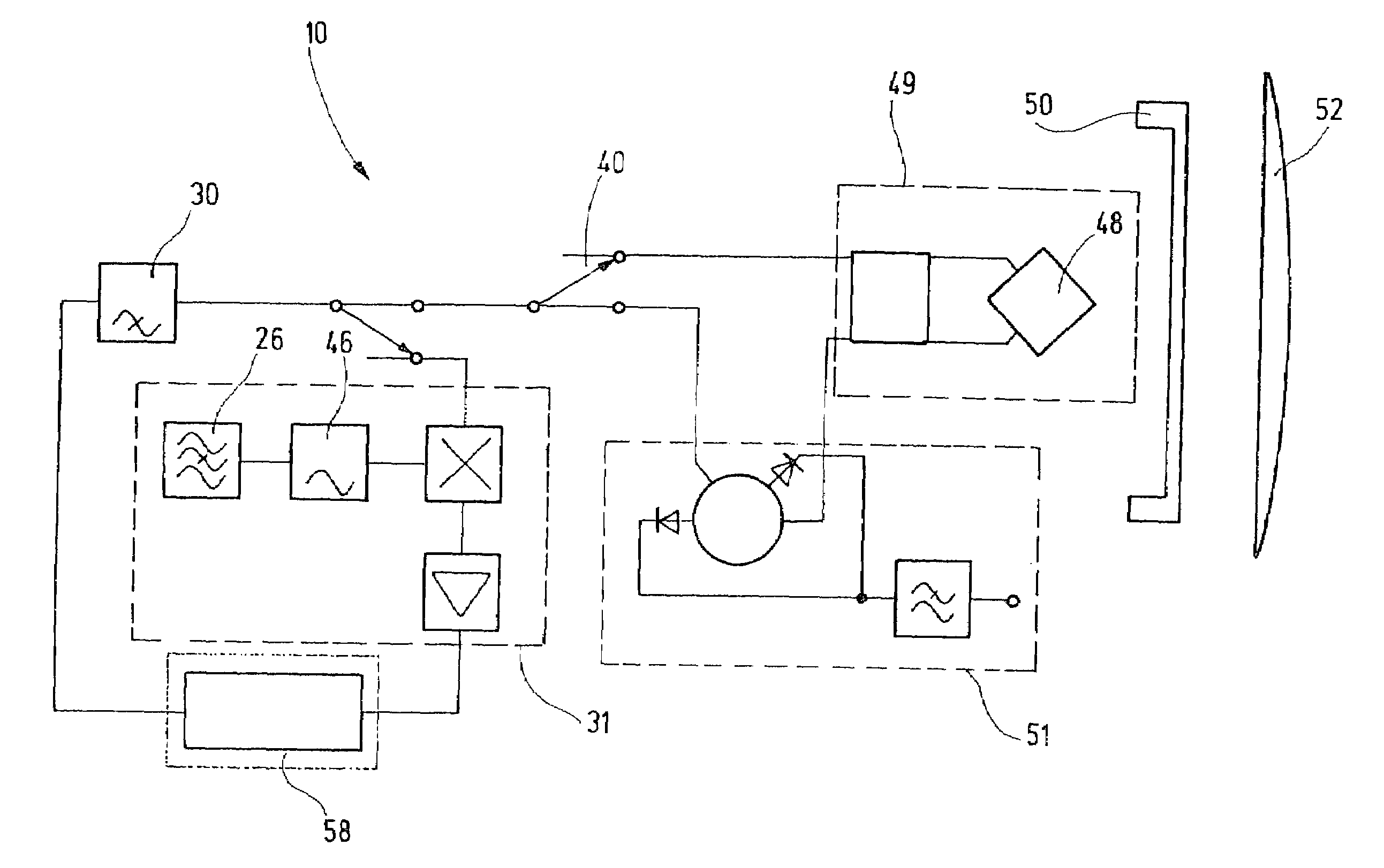 Intergrated semiconductor component for high-frequency measurement and use thereof