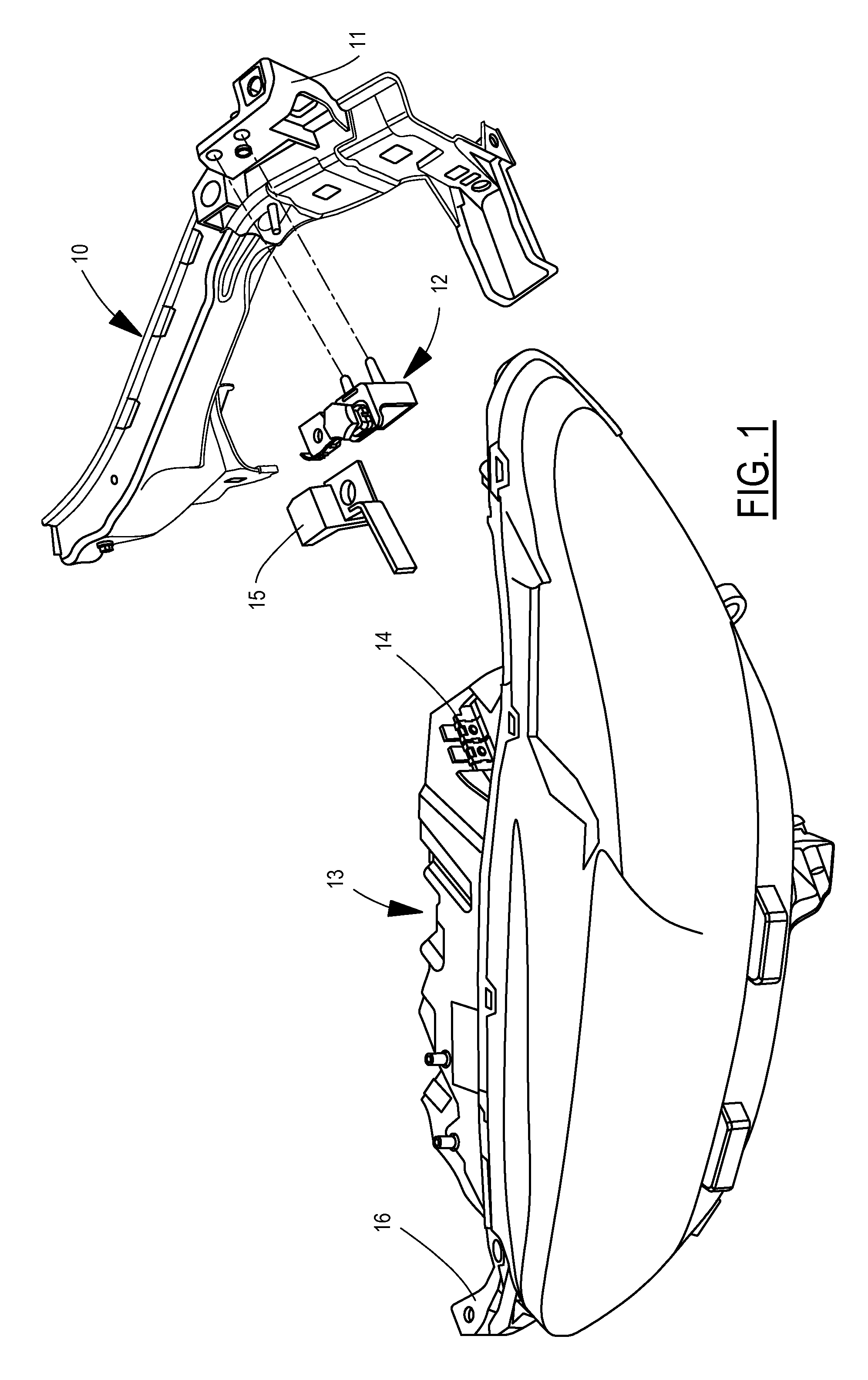 Integrated hood bump-stop and headlamp attachment for pedestrian protection