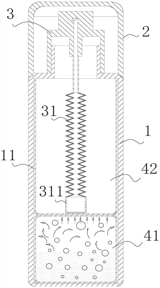 Cosmetic bottle capable of shaking for pressurization