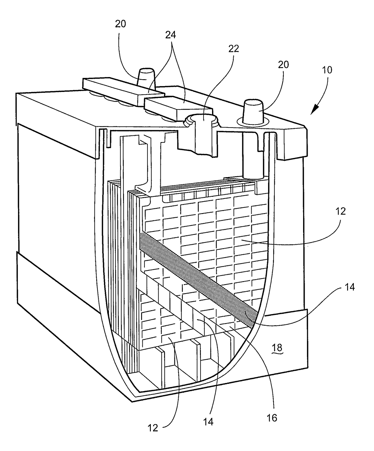 Batteries, separators, components, and compositions with heavy metal removal capability and related methods