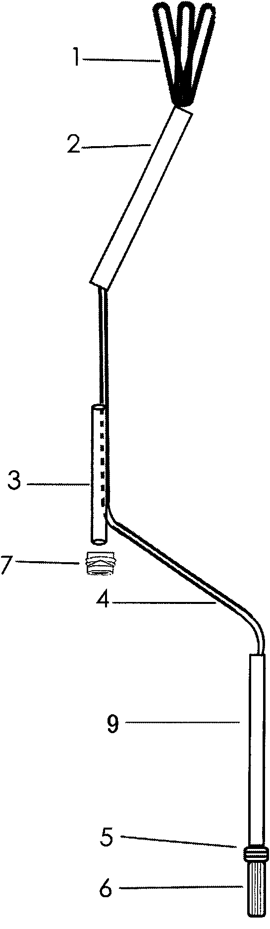 Three-vane fan-shaped forceps with passage for minimally invasive surgical operation