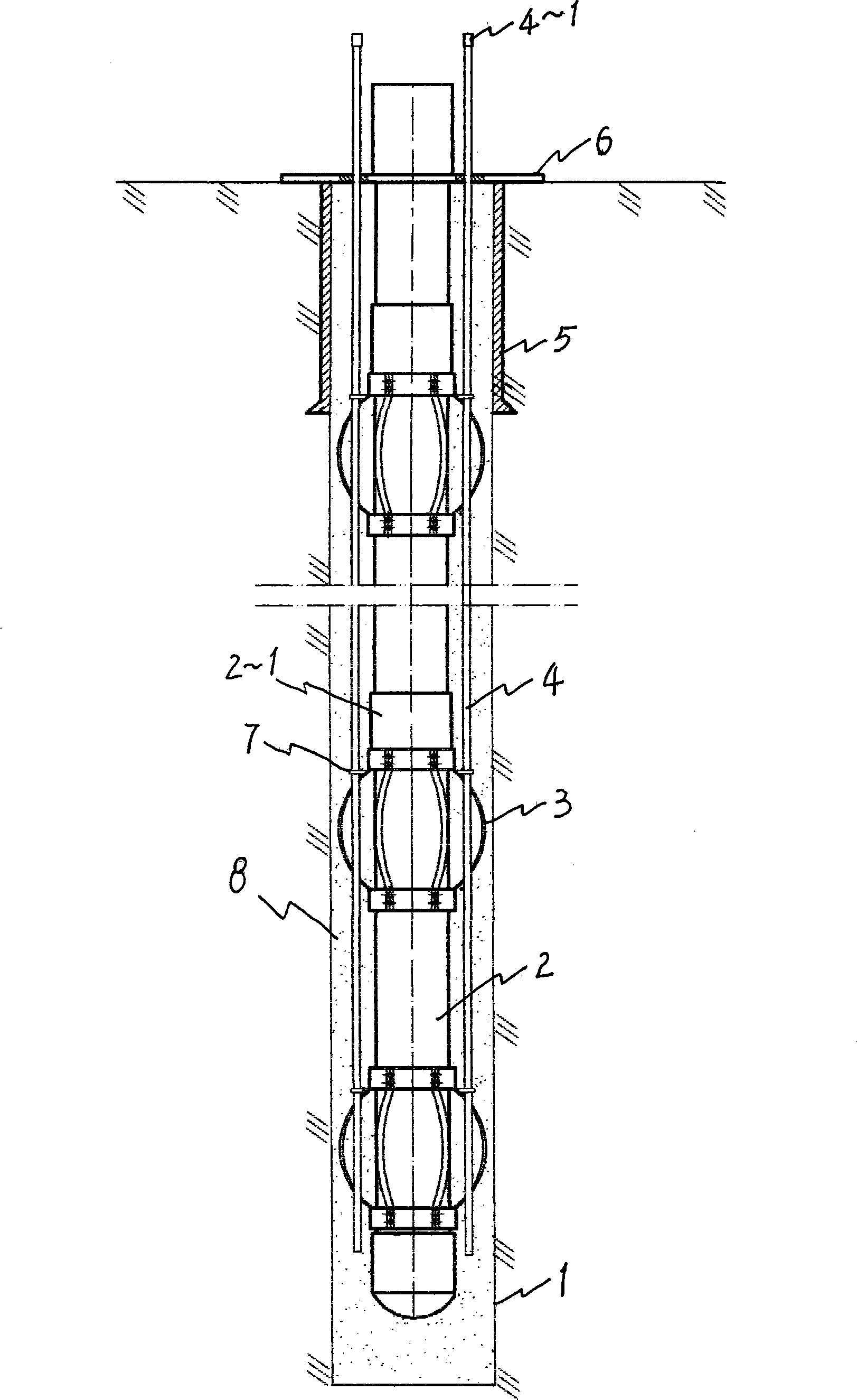 High pressure underground gas well shaft fixing method