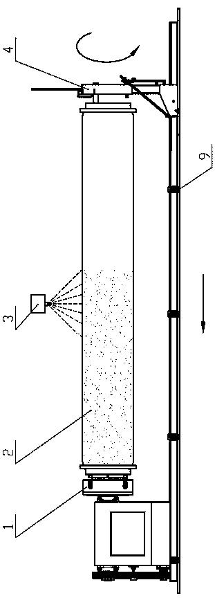 Advancing device and advancing method for polyurethane spraying foaming of prefabricated directly-buried thermal insulation tube