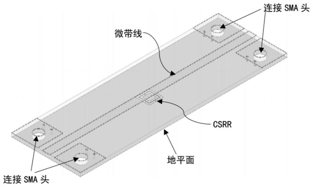 Nondestructive testing method for metal surface welding cracks based on CSRR electromagnetic structure