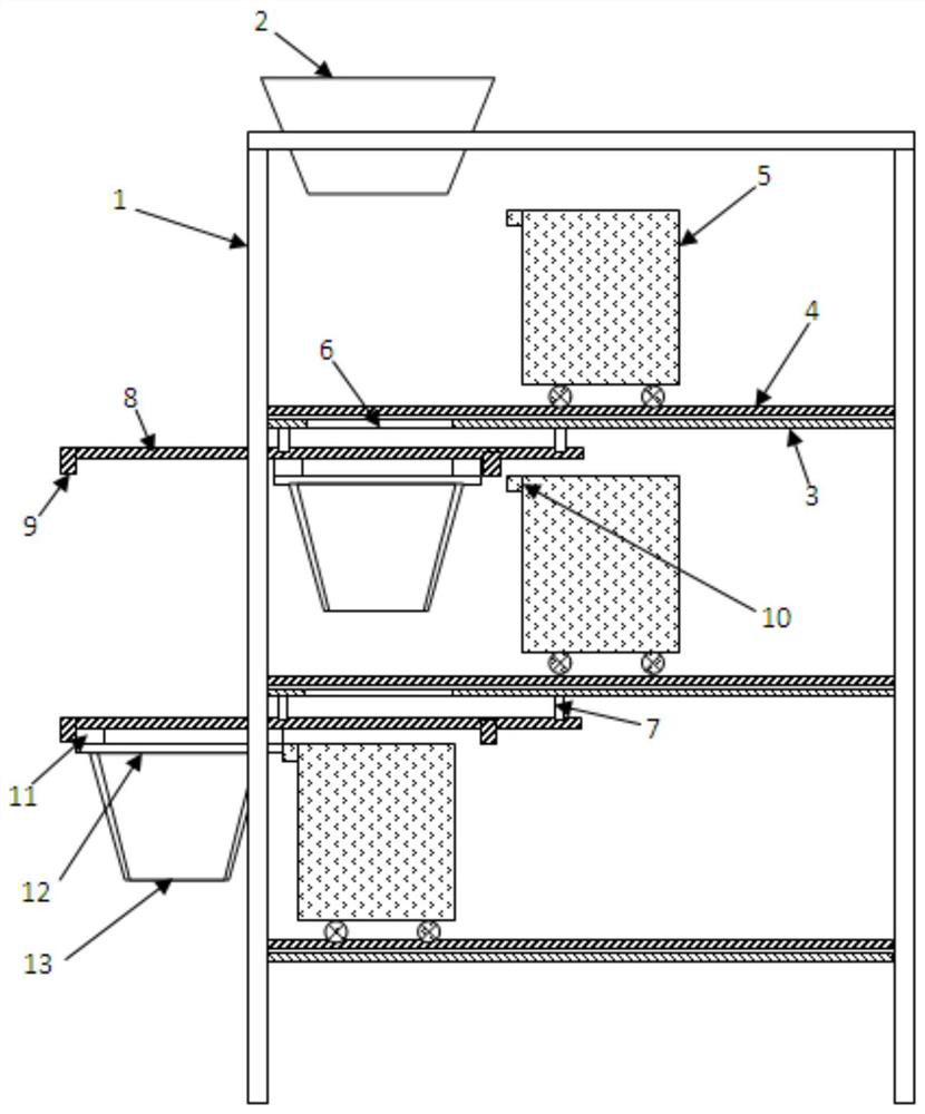 Food distributor for multilayer breeding of hermetia illucens