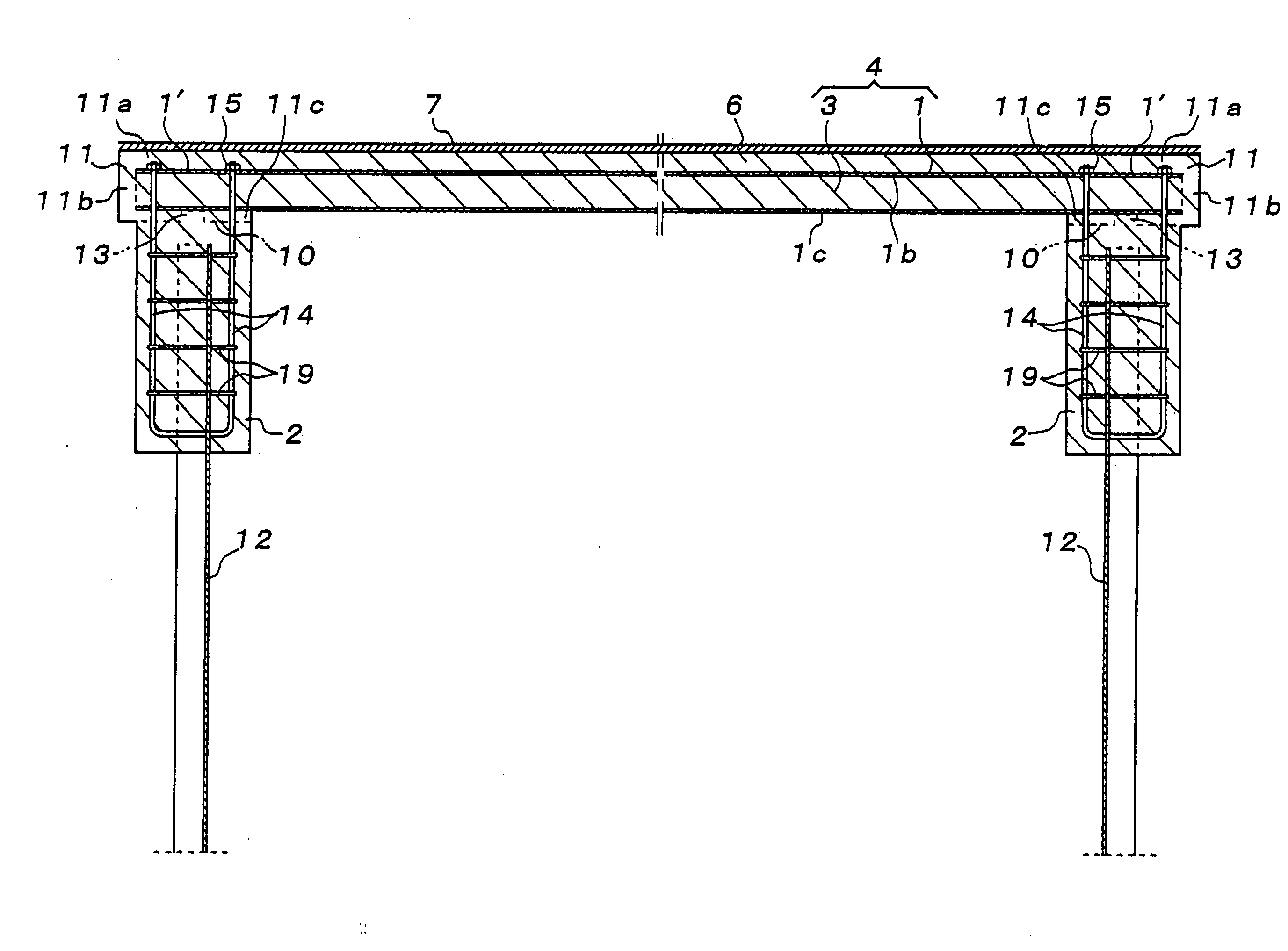 Floor slab bridge structure