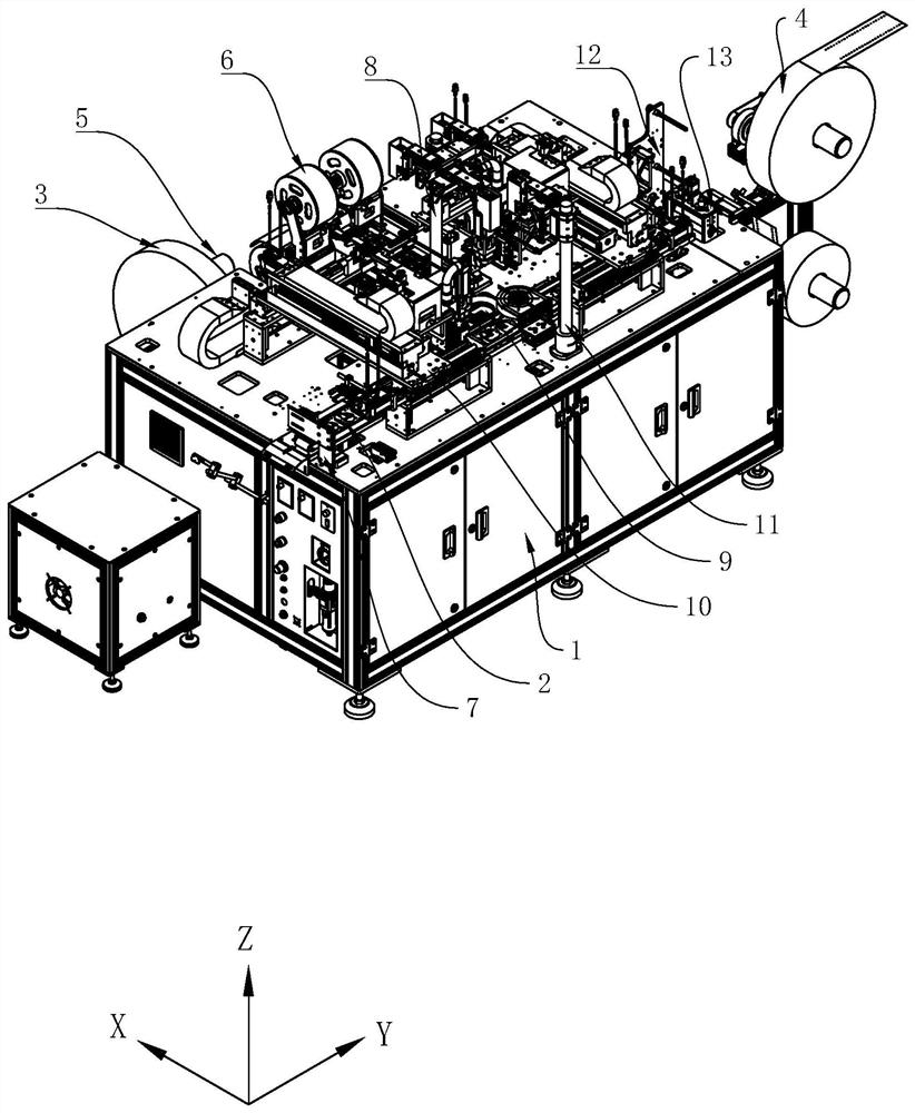 Blue film crescent glue automatic film assembly machine