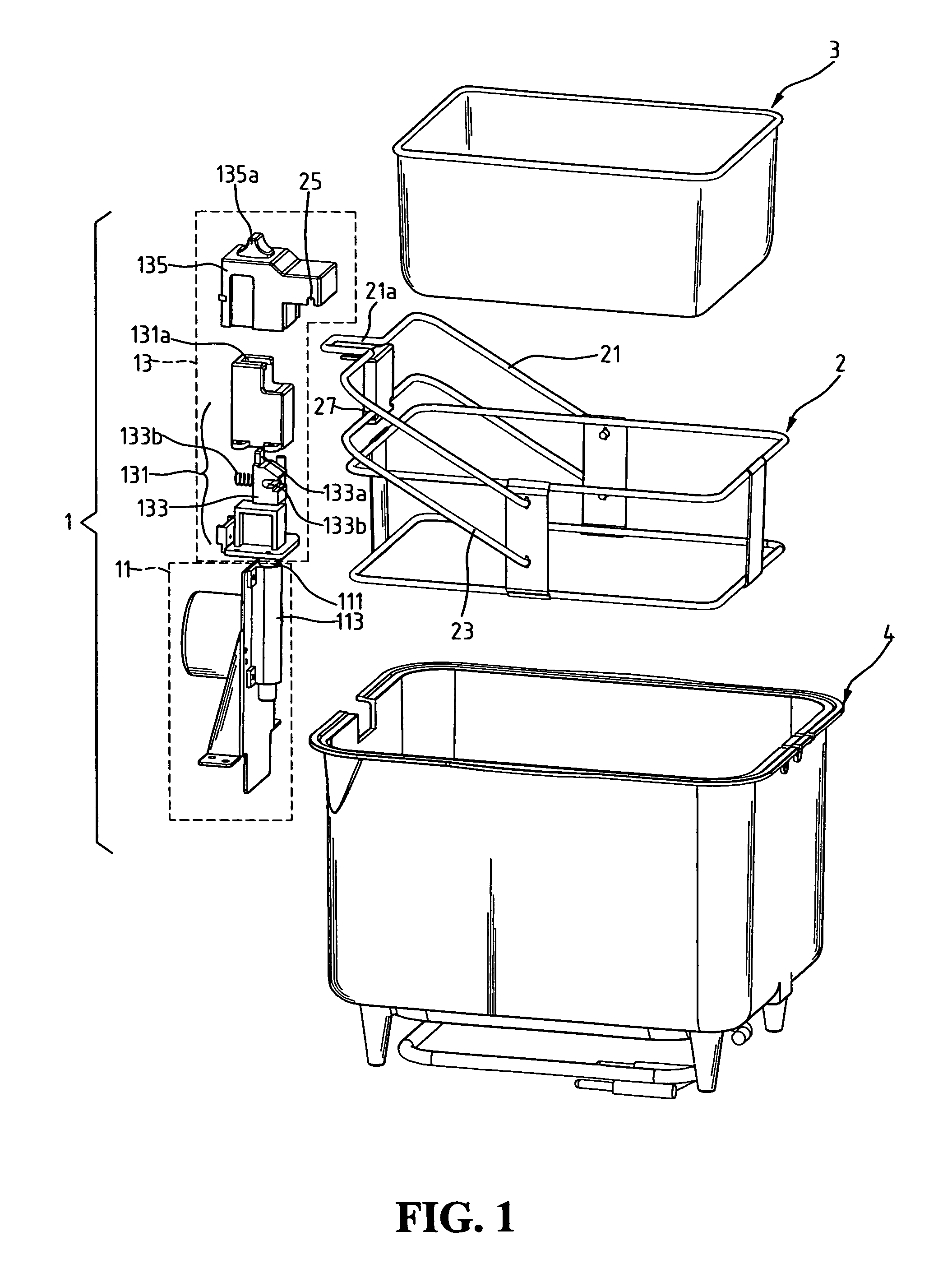 Control mechanism for deep fryer to control elevation of basket received in the deep fryer