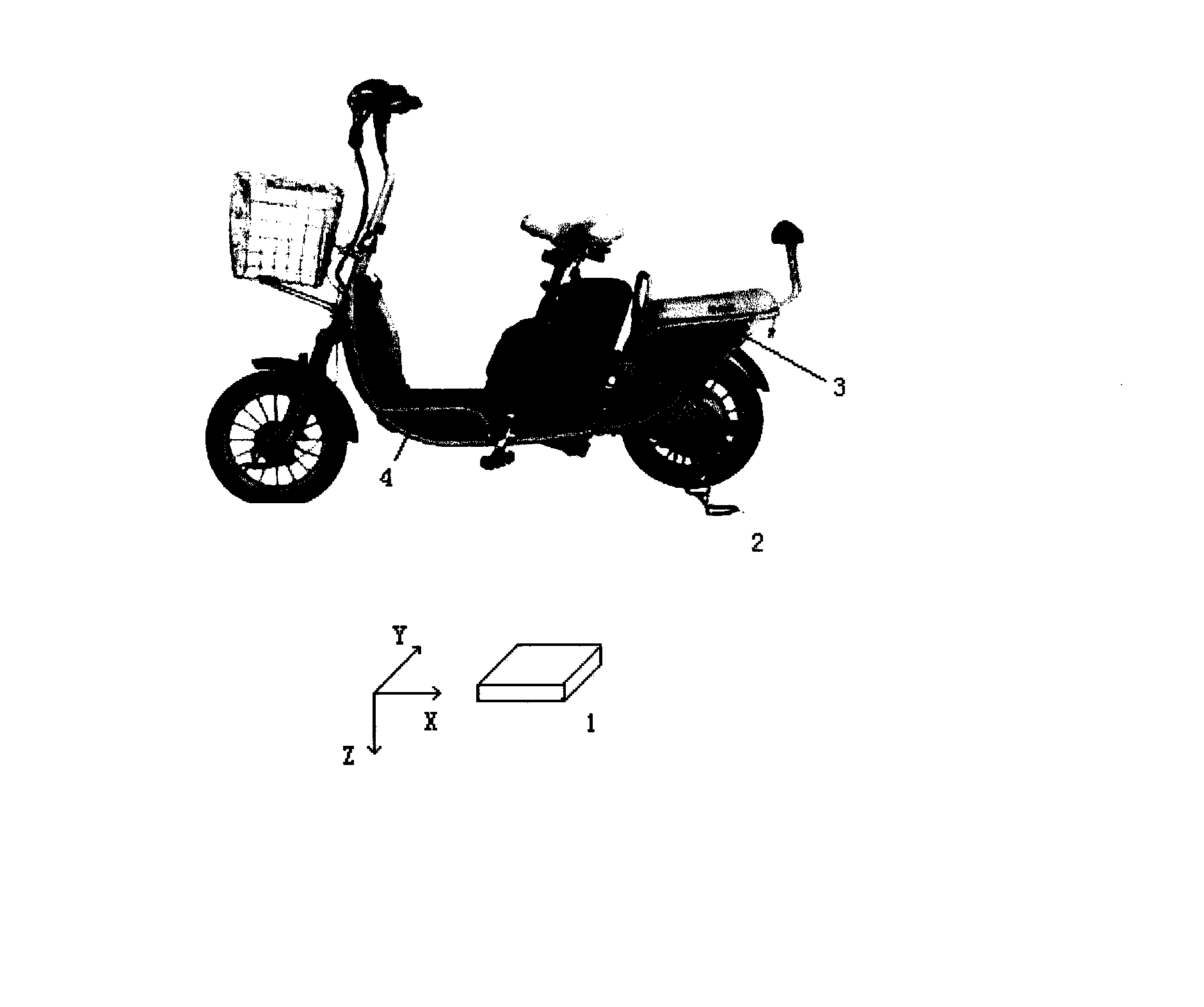 Data processing method of acceleration sensor in automatic accident alarm device for electric bicycle