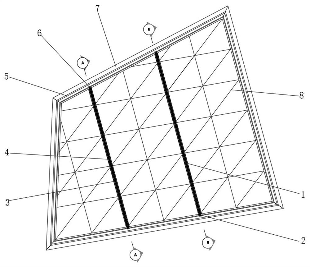 Gutter structure at top of daylighting roof and construction method of gutter structure