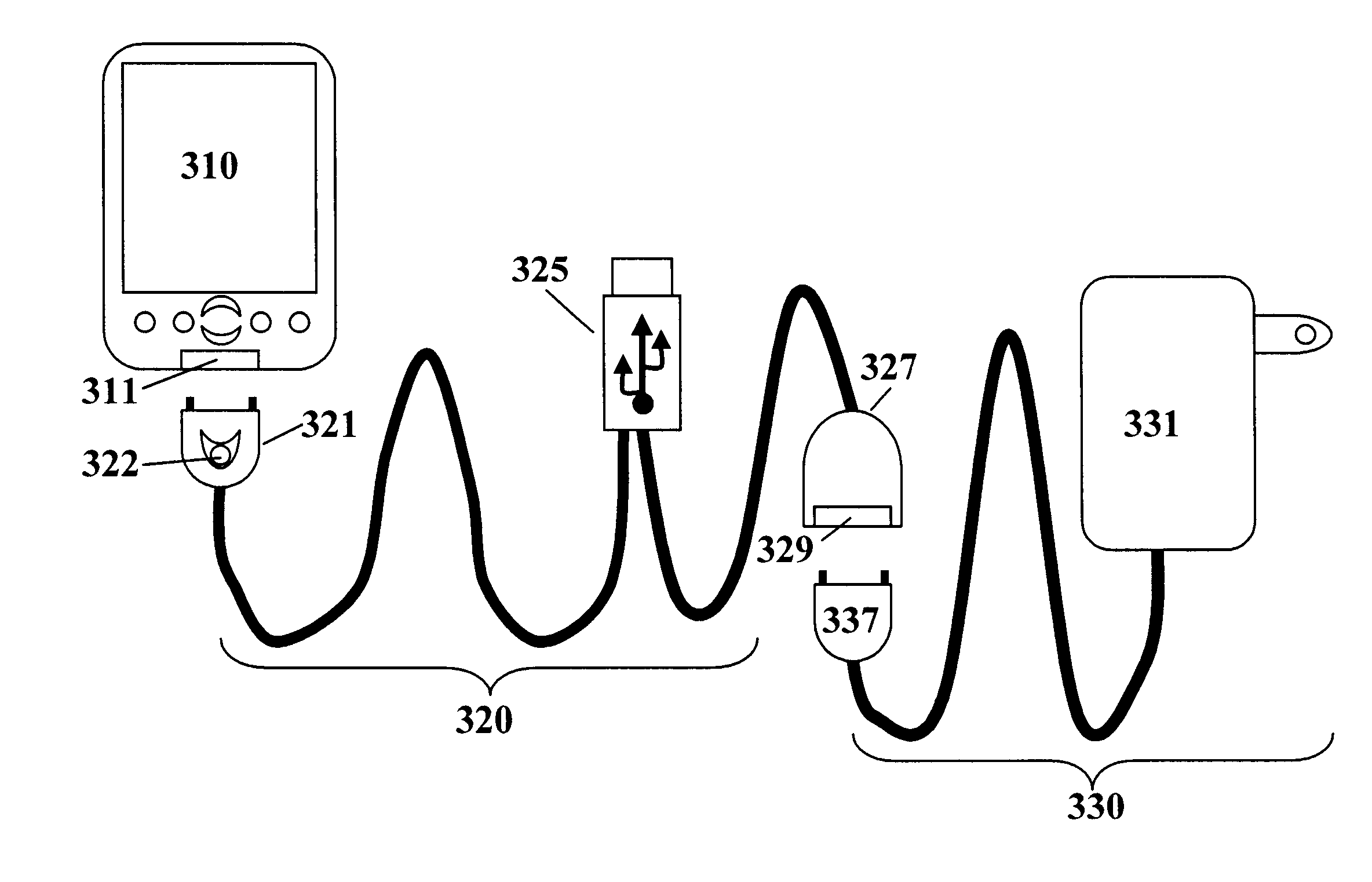 Charging and communication cable system for a mobile computer apparatus