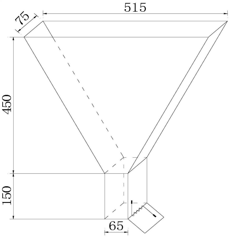 A V-shaped funnel device for measuring the fluidity of concrete