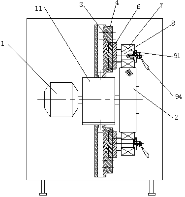 Center friction wheel driven-type special elevator bearing simulation tester