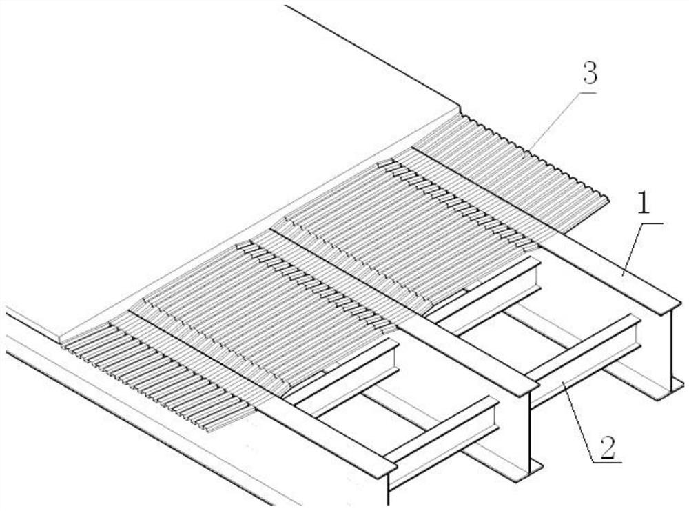 Support-free construction method of steel-concrete concrete composite beam concrete cast-in-place bridge deck