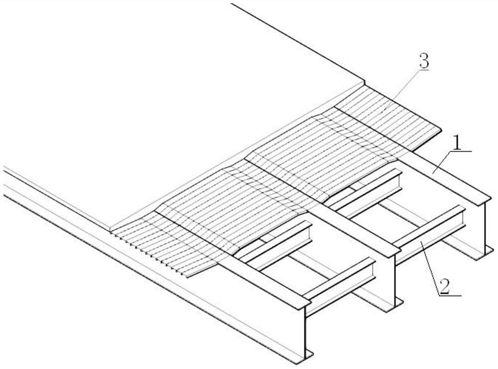 Support-free construction method of steel-concrete concrete composite beam concrete cast-in-place bridge deck