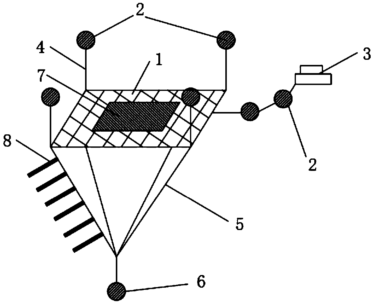 Anti-submergence concealed tuna seine ecological type artificial fish gathering device