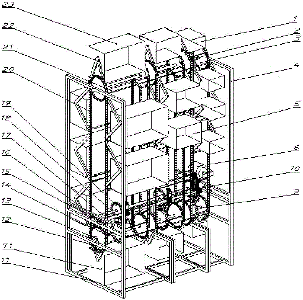 Vertical rotation type automatic filling, positioning and code scanning intelligent express system