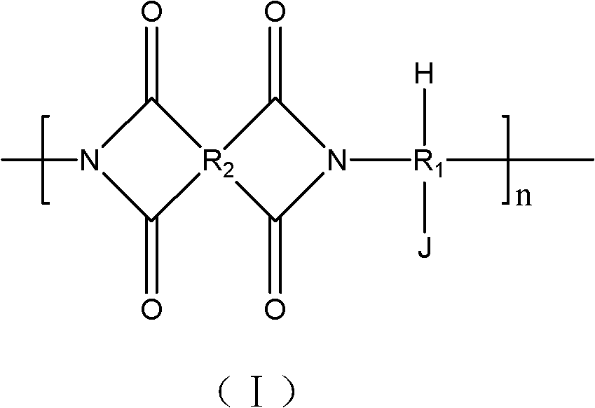 Polyimide with phosphoric acid side chain-containing long chain and preparation method and application thereof