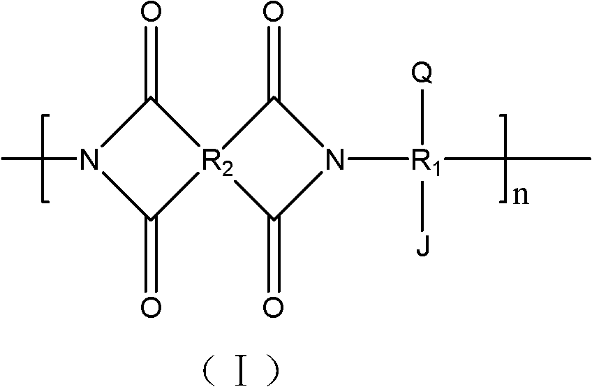 Polyimide with phosphoric acid side chain-containing long chain and preparation method and application thereof