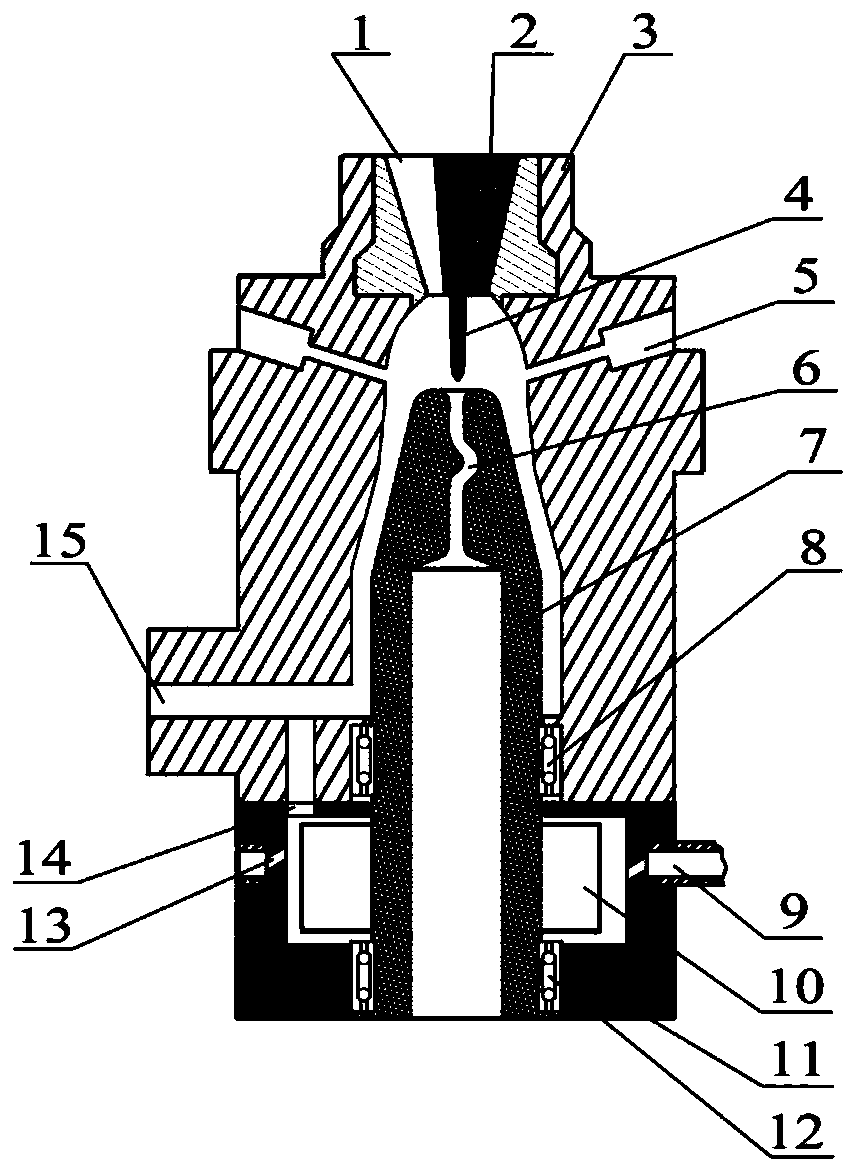 Rotary spindle vortex spinning method