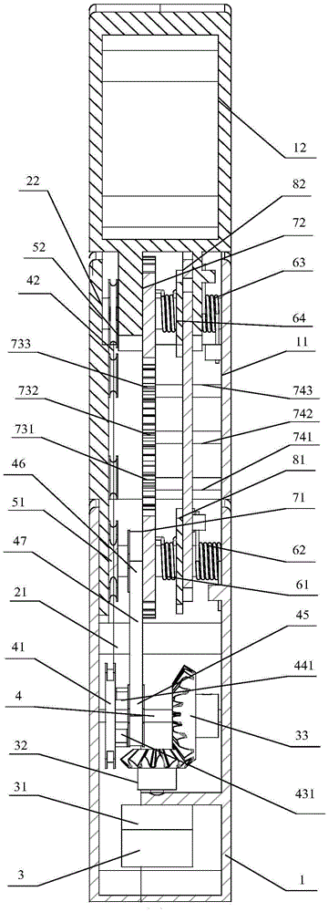 Gear type self-adaptive robot finger device with rope and springs assisting in grabbing