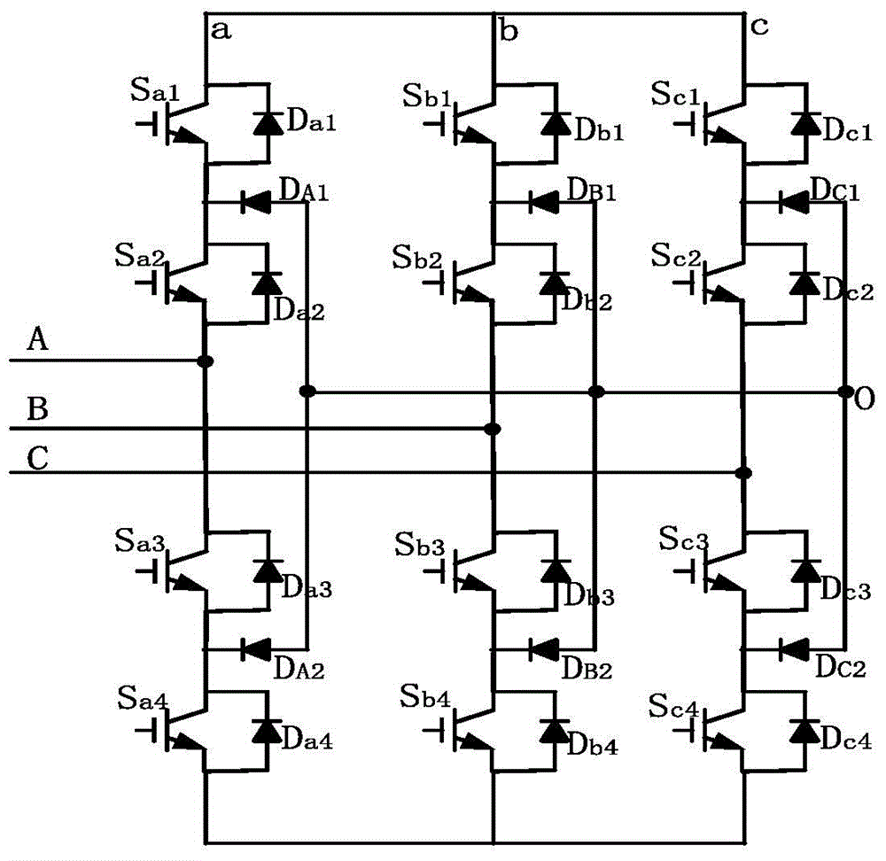 Capacitance midpoint potential balancing device on SVG (Static VAR Generator) direct current side and control method of capacitance midpoint potential balancing device