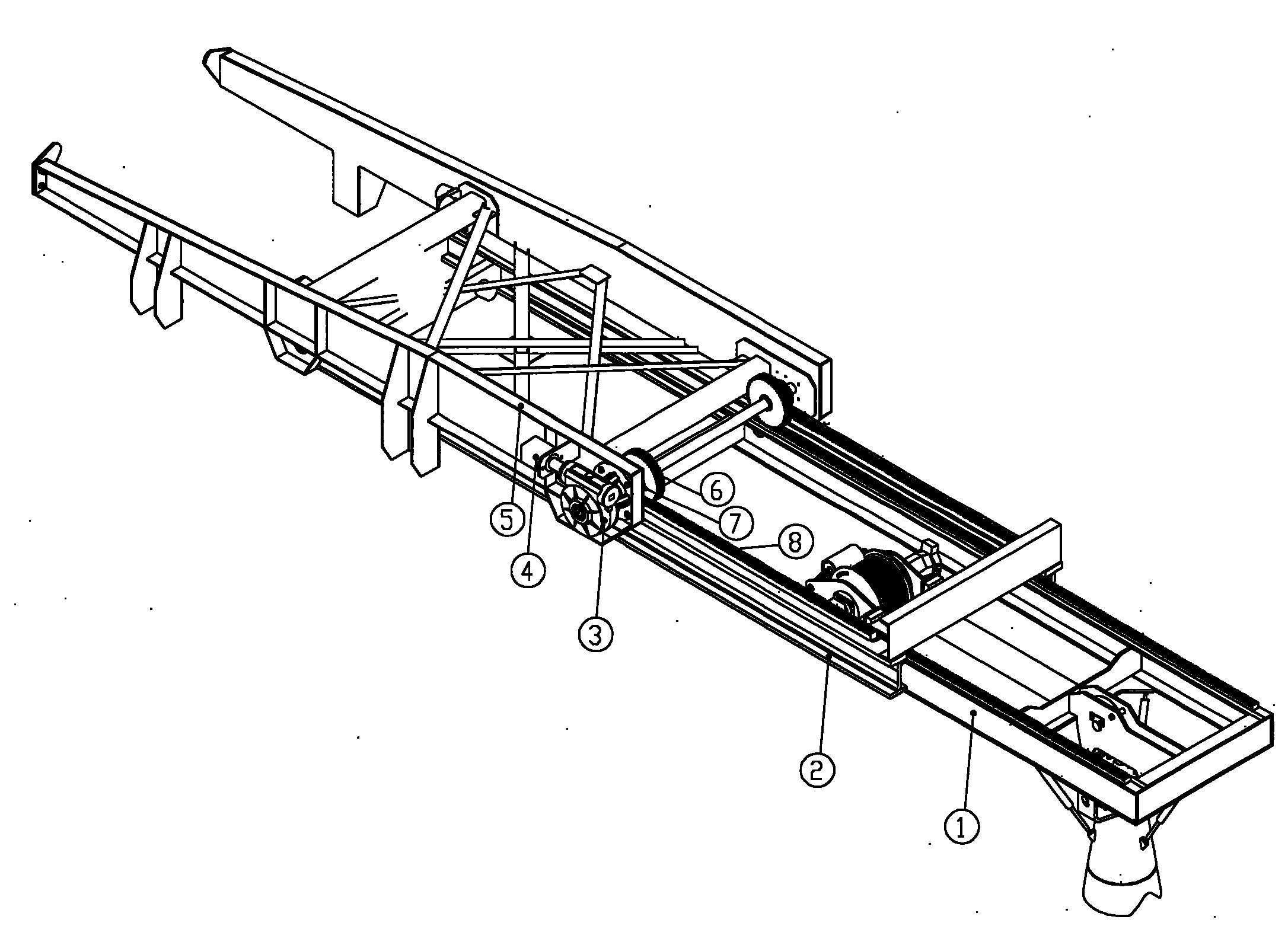 Horizontal telescopic suspension arm