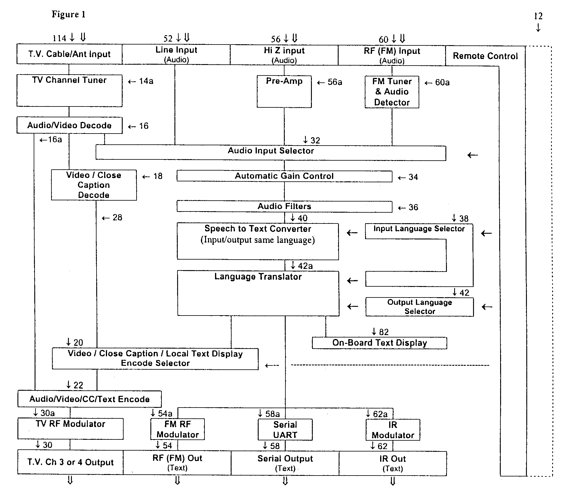 Television/radio speech-to-text translating processor