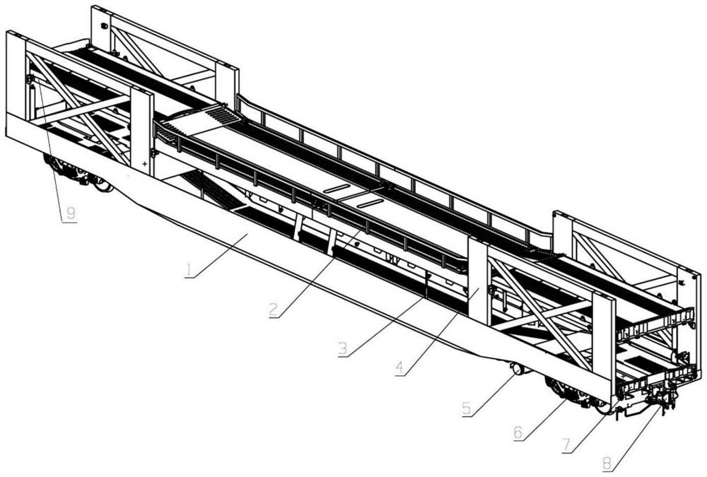 Detachable automobile and container dual-purpose railway transport vehicle