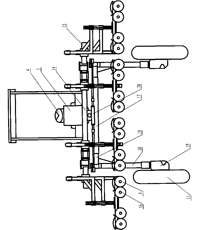 Self-propelled over-partition type machinery for removing stamens of corns