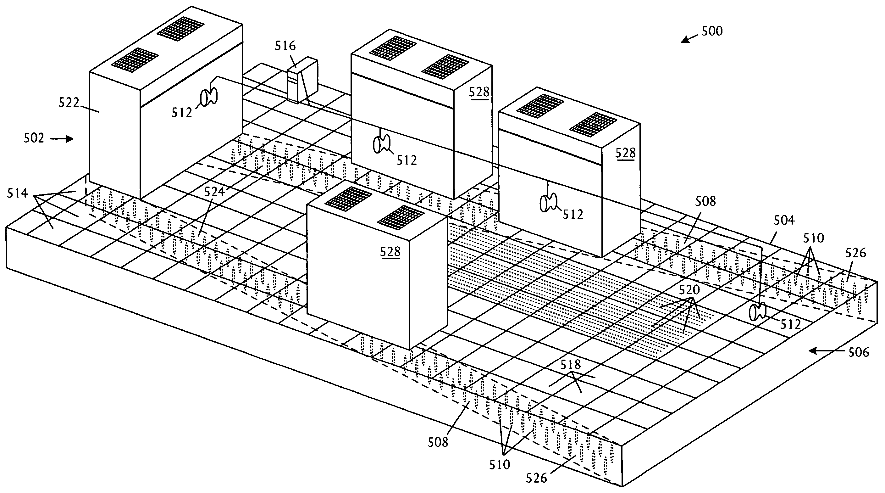 Airflow distribution control system for usage in a raised-floor data center