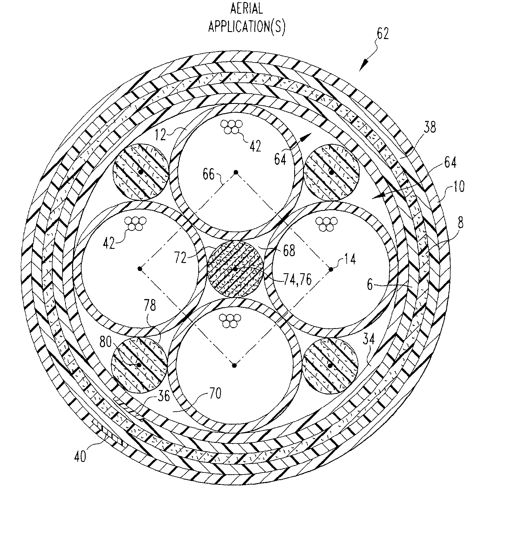 Optical fiber cable assembly with interstitial support members