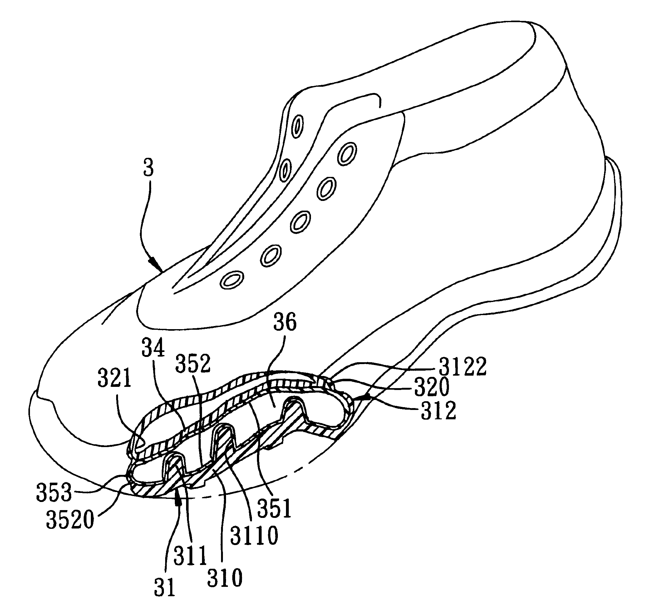 Footwear with an air cushion and a method for making the same