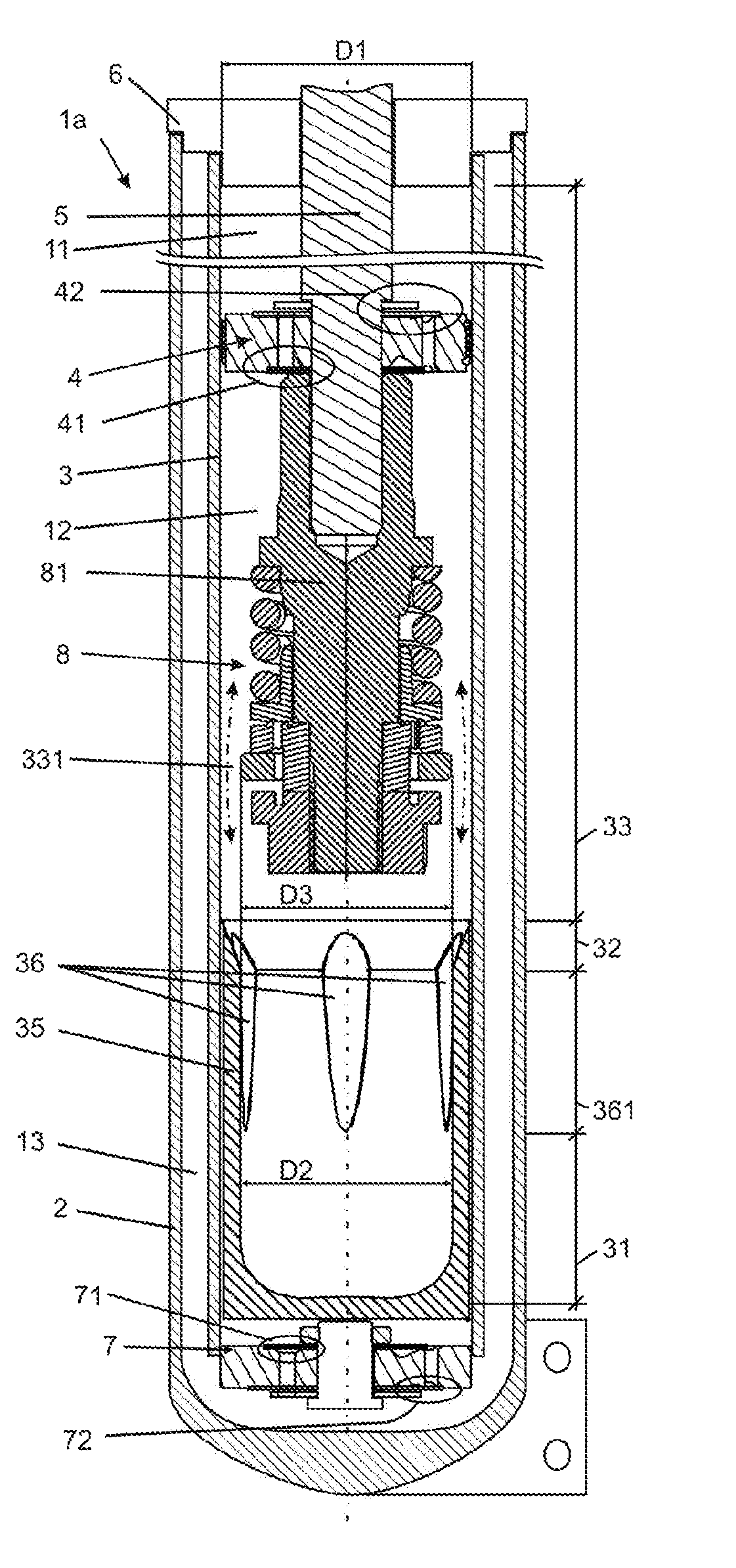 Hydraulic damper with a hydraulic stop arrangement