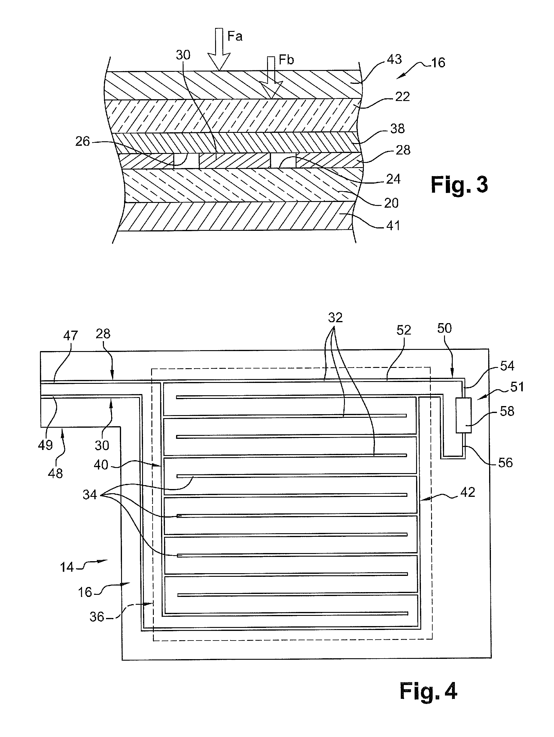 Pressure sensitive transducer assembly and control method for a system including such an assembly