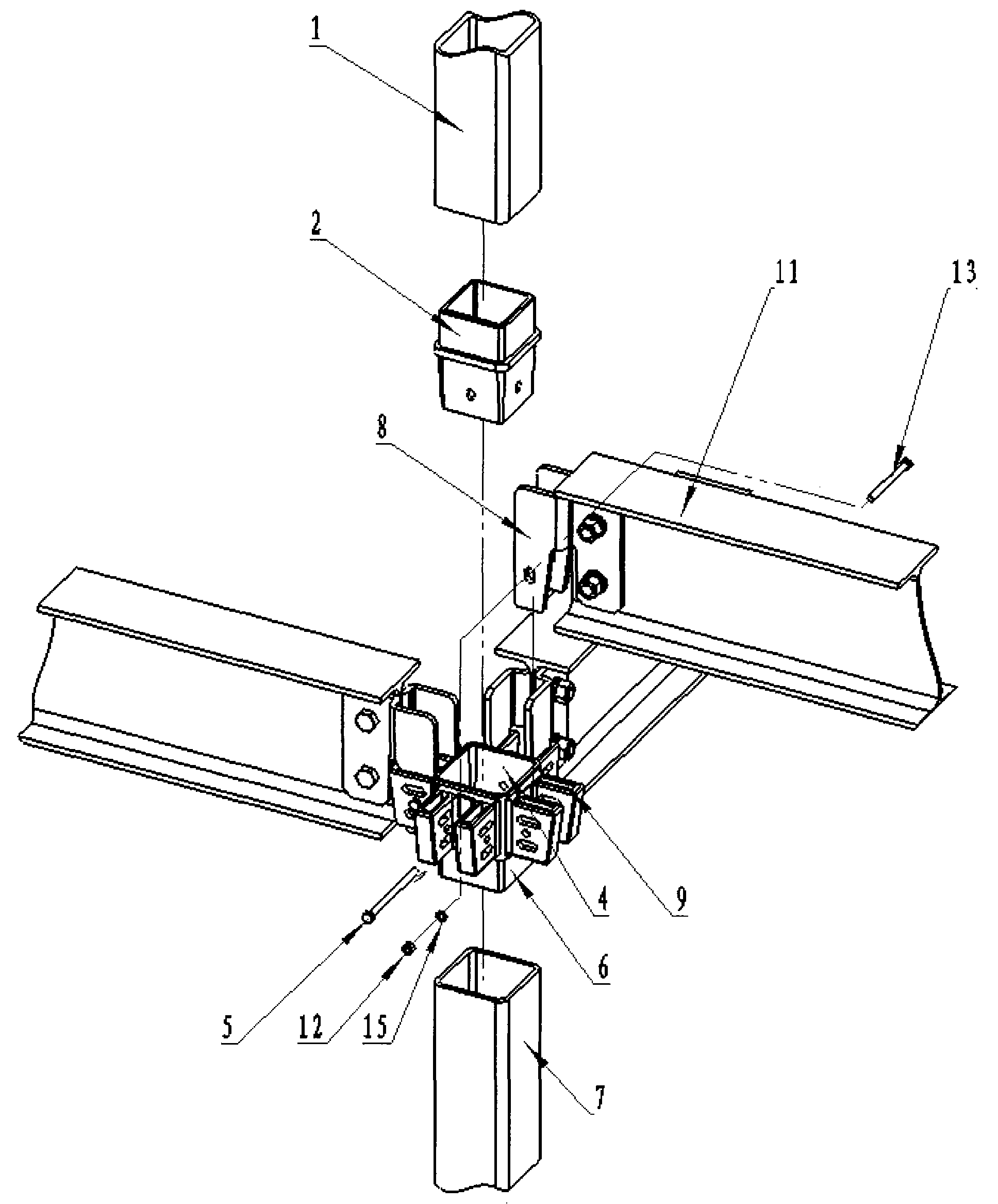 Butt connecting component for light steel structured housing construction