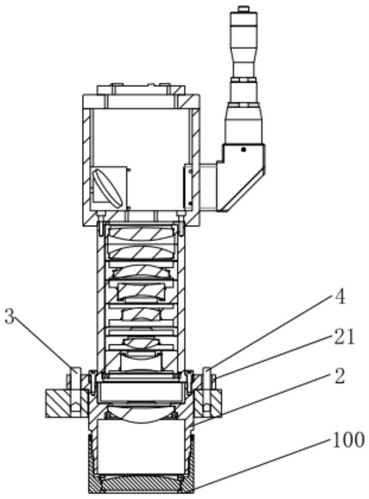 Lens angle adjusting device and adjusting method and photoetching machine