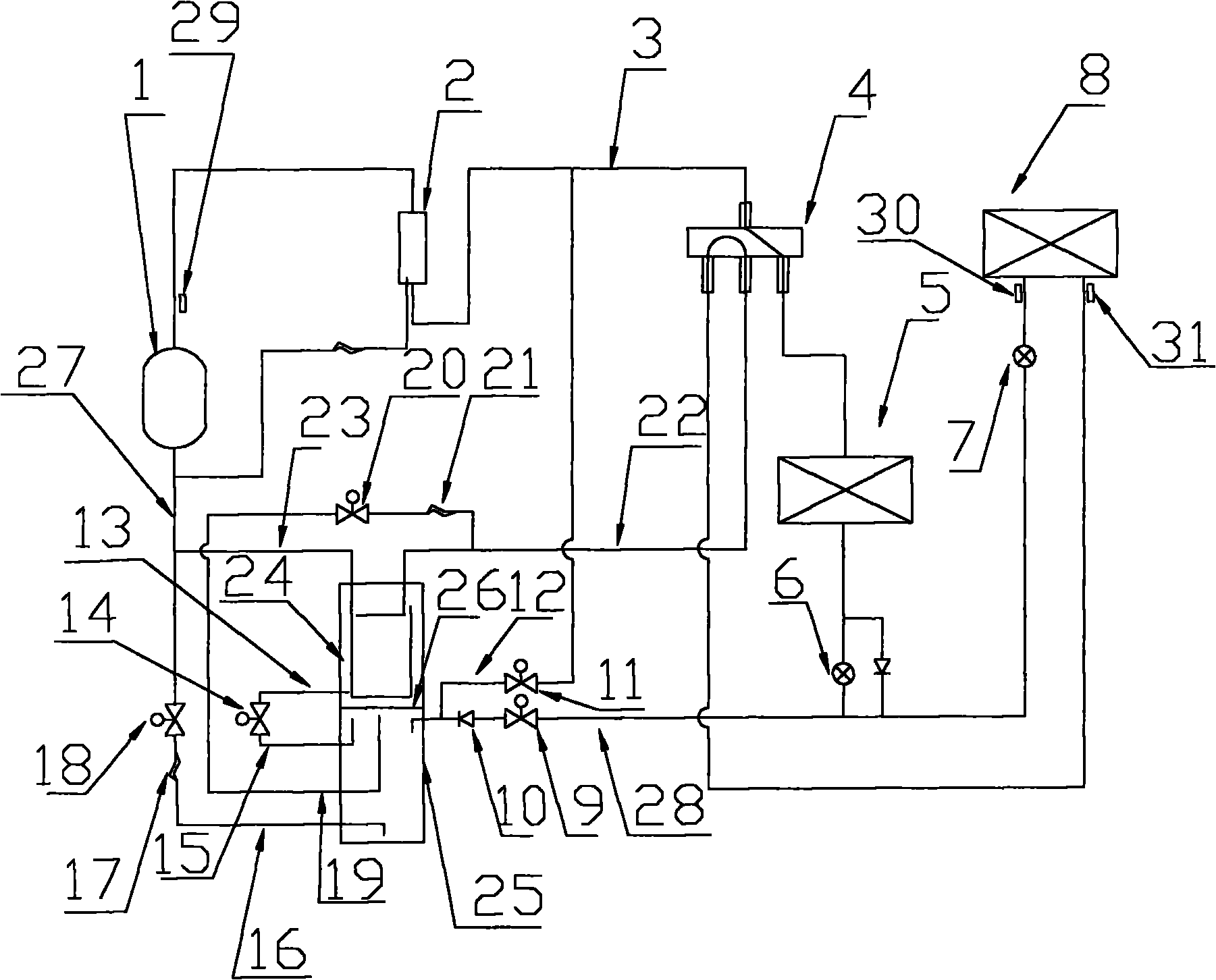 Refrigerant control unit, air conditioner refrigeration system and refrigerant cycle control methods