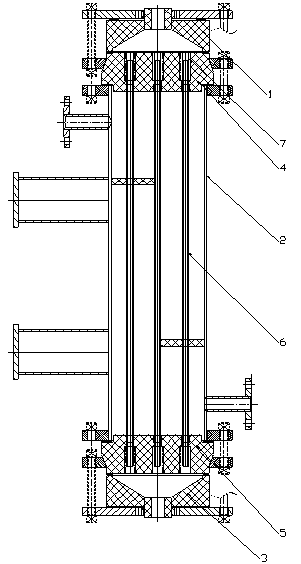 Silicon carbide-graphite shell-and-tube heat exchanger