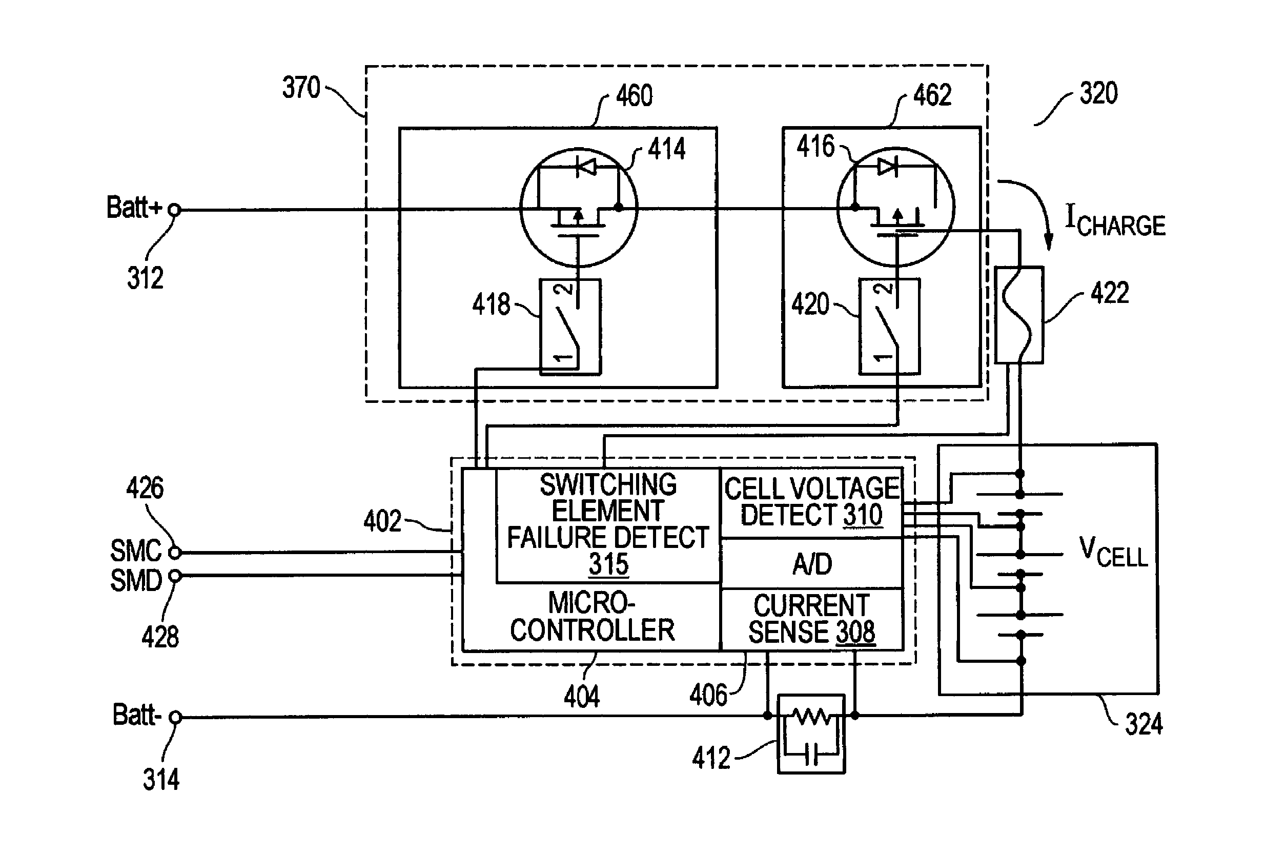 Systems and methods for detecting charge switching element failure in a battery system