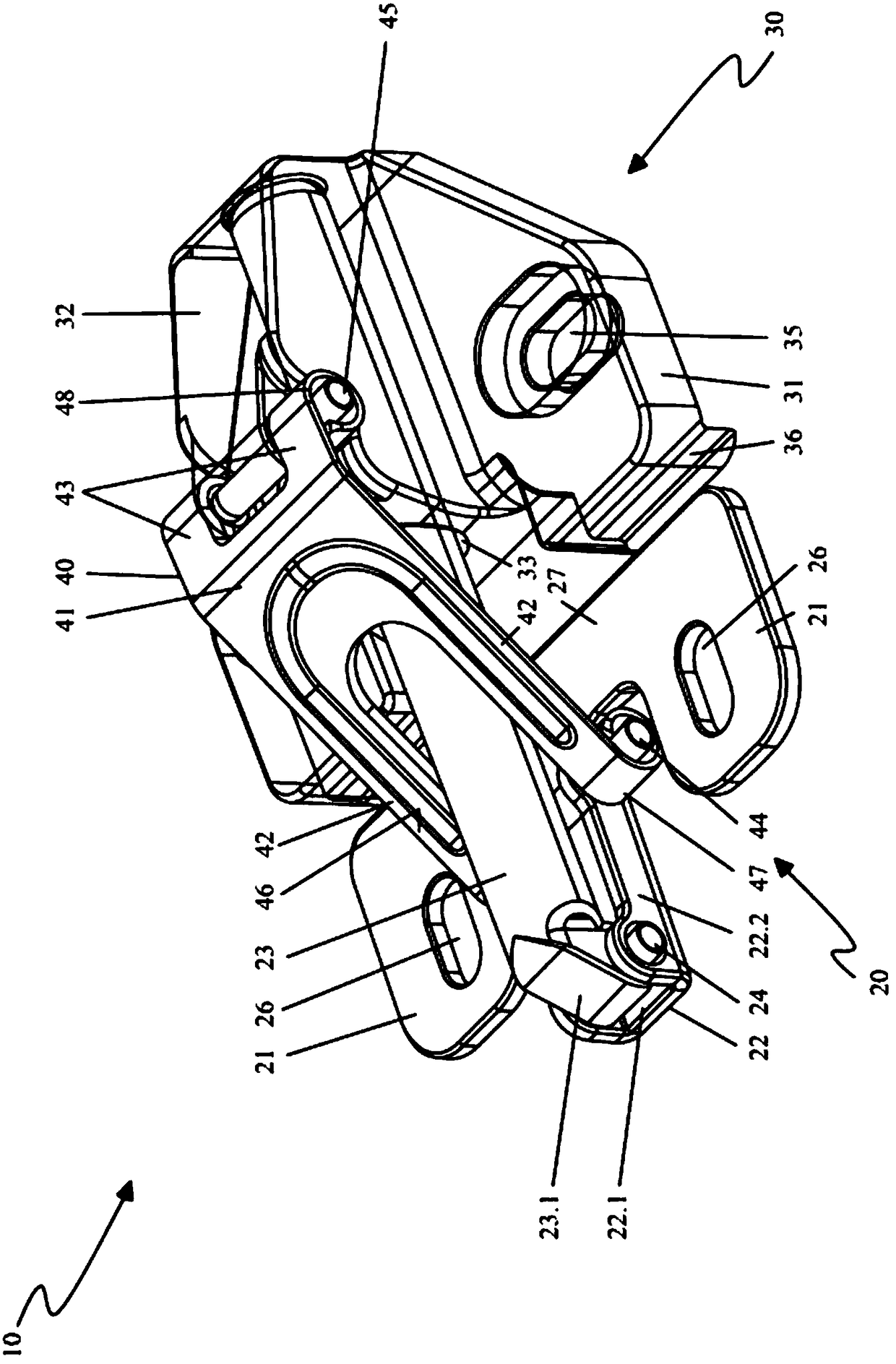 Hinge with Anti-jamming mechanism and method for adjusting securing parts of a hinge